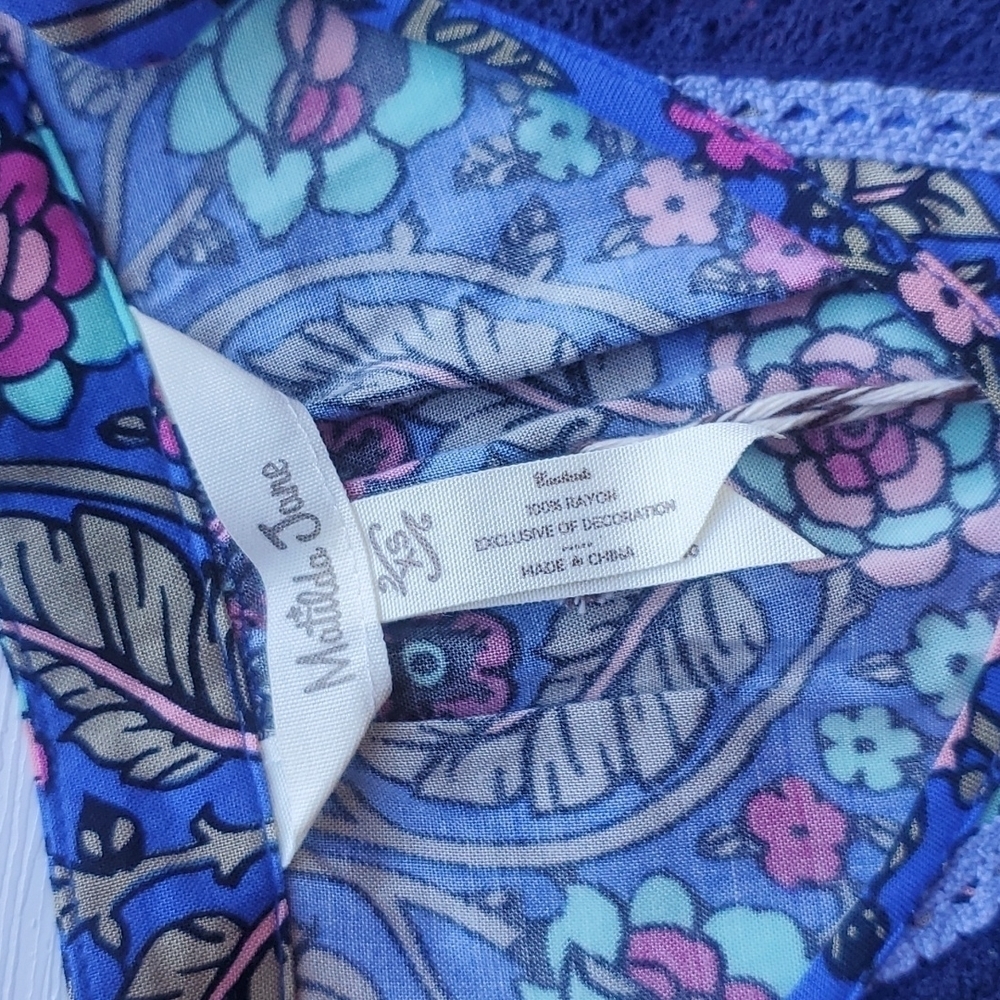 Matilda Jane Blue Jewel ToneThoughts & Dreams Floral Peasant Dress XS NWT - Picture 3 of 6